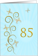 85th Birthday with Golden Butterflies card