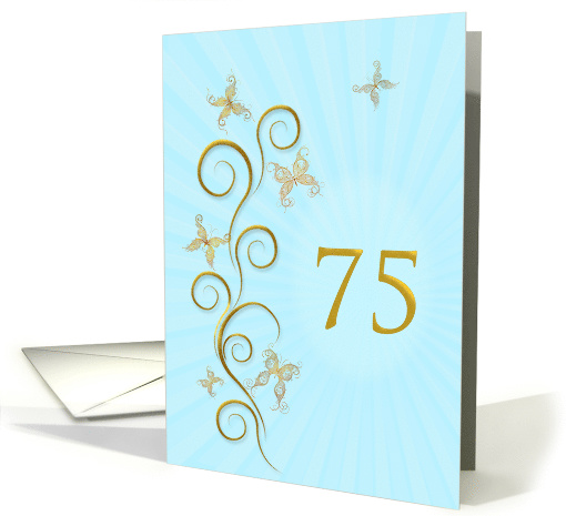 75th Birthday with Golden Butterflies card (1156472)