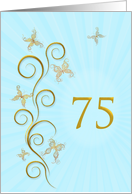 75th Birthday with Golden Butterflies card