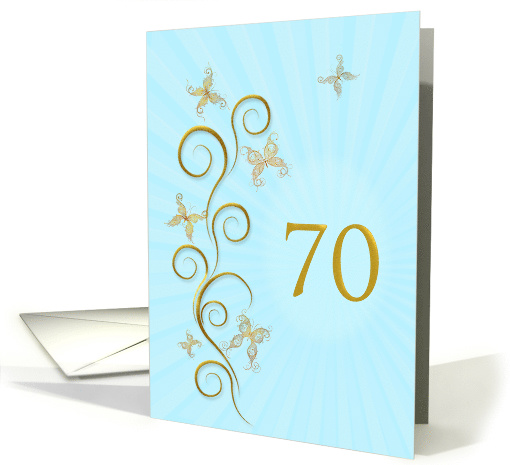 70th Birthday with Golden Butterflies card (1156476)