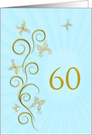 60th Birthday with Golden Butterflies card