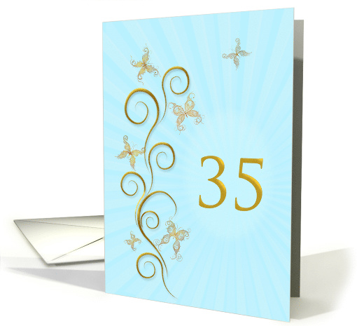 35th Birthday with Golden Butterflies card (1156516)