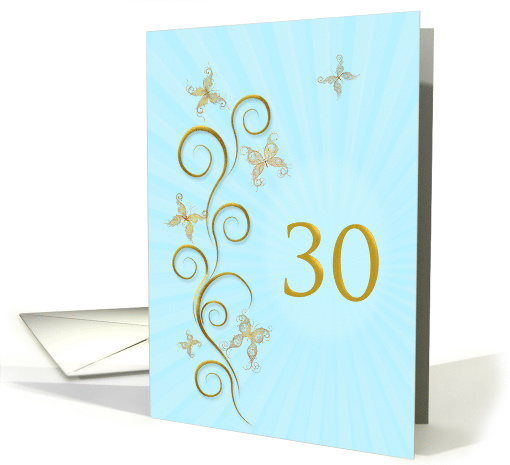30th Birthday with Golden Butterflies card (1156518)