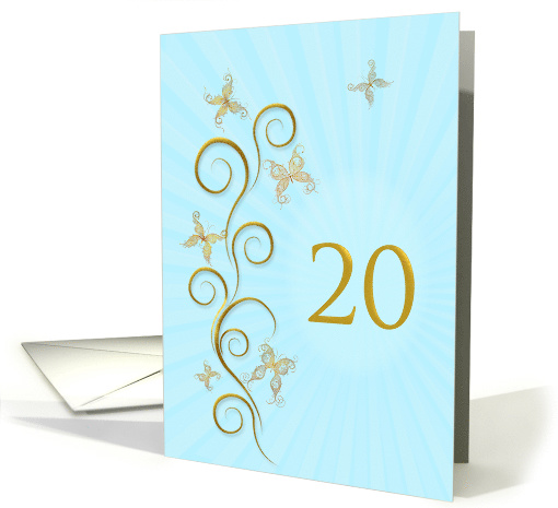 20th Birthday with Golden Butterflies card (1156562)