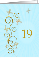 19th Birthday with Golden Butterflies card