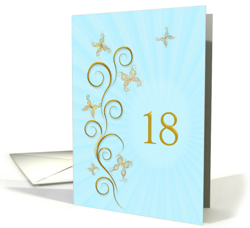 18th Birthday with Golden Butterflies card (1156566)