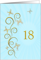 18th Birthday with Golden Butterflies card