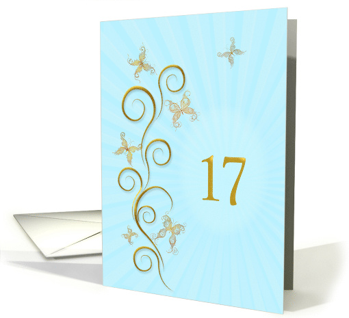 17th Birthday with Golden Butterflies card (1156568)