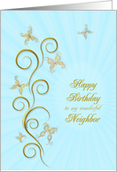 Neighbour Birthday Golden Butterflies card