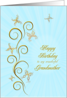 Grandmother Birthday Golden Butterflies card