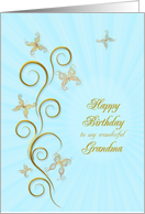Grandma Birthday Golden Butterflies card