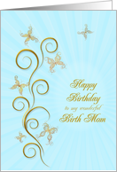 Birth Mom Birthday Golden Butterflies card