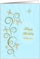 Birthday with Golden Butterflies, Customize For Any Name card