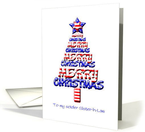 For a Soldier Sister-in-Law, Patriotic Christmas Tree card (1159572)