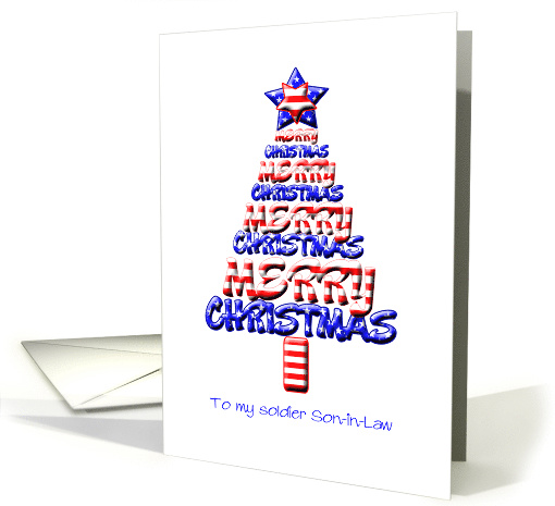For a Soldier Son-in-Law, Patriotic Christmas Tree card (1159578)