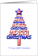 For a Soldier Husband, Patriotic Christmas Tree card