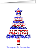 For a Soldier Godmother, Patriotic Christmas Tree card