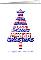 For a Soldier Godfather, Patriotic Christmas Tree card