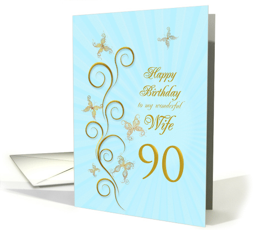 90th Birthday for Wife Golden Butterflies card (1160816)