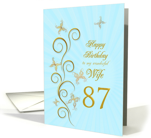 87th Birthday for Wife Golden Butterflies card (1161000)