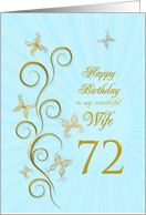72nd Birthday for Wife Golden Butterflies card