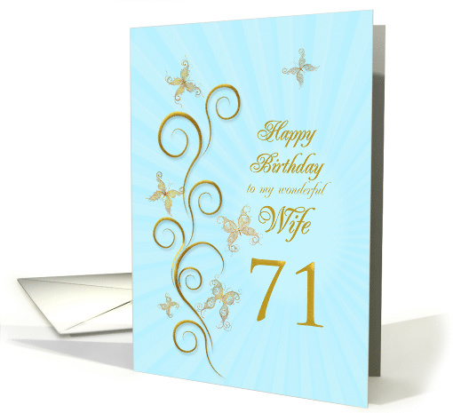 71st Birthday for Wife Golden Butterflies card (1161266)