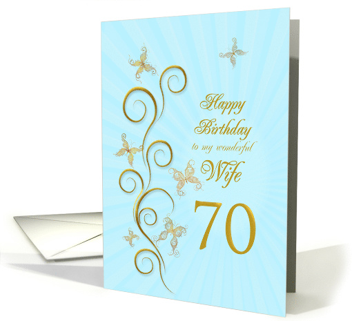 70th Birthday for Wife Golden Butterflies card (1161268)