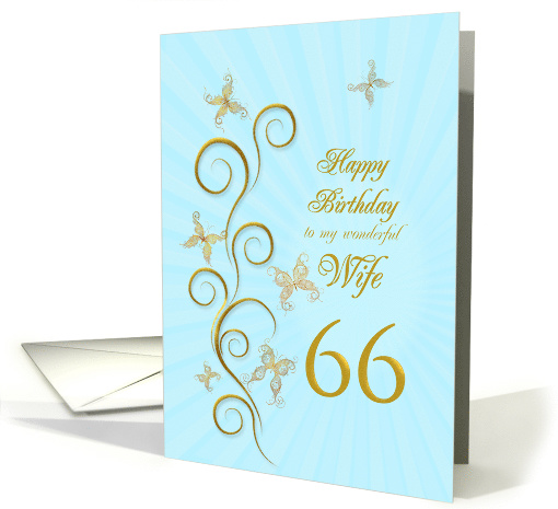 66th Birthday for Wife Golden Butterflies card (1161278)