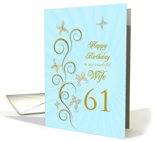 61st Birthday for Wife Golden Butterflies card (1161288)