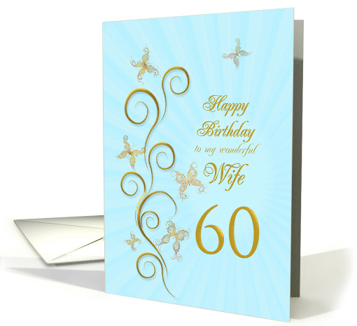 60th Birthday for Wife Golden Butterflies card (1161290)