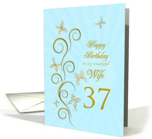 37th Birthday for Wife Golden Butterflies card (1161344)