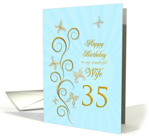 35th Birthday for Wife Golden Butterflies card (1161348)