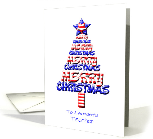 For Teacher, Patriotic Christmas Tree card (1162342)