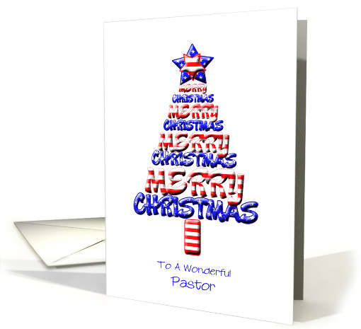 For pastor, Patriotic Christmas Tree card (1162386)