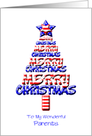 For Parents, Patriotic Christmas Tree card