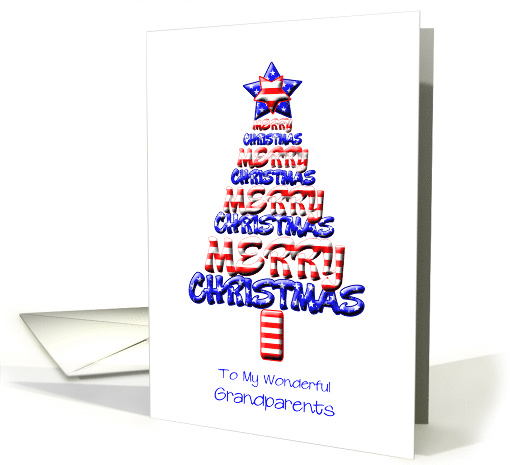 For Grandparents, Patriotic Christmas Tree card (1162402)