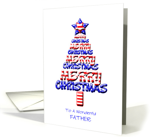For Father, Patriotic Christmas Tree card (1162670)