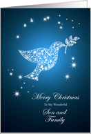 For son and family,Dove of peace Christmas card