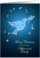 For nephew and family,Dove of peace Christmas card