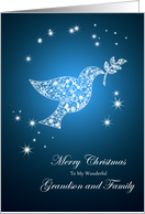 For grandson and family,Dove of peace Christmas card