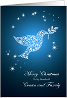 For cousin and family,Dove of peace Christmas card