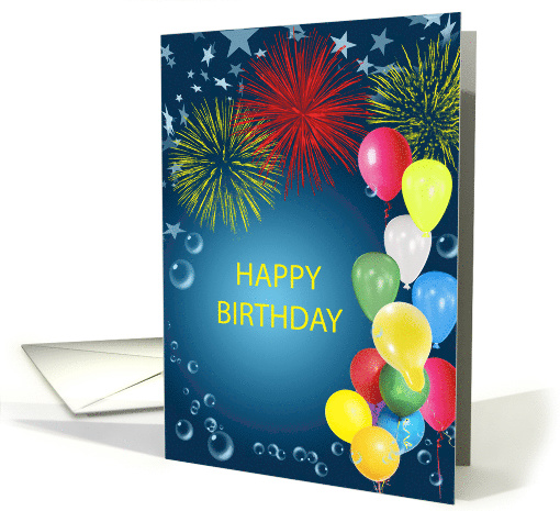 Balloons and Fireworks Birthday card (1163736)