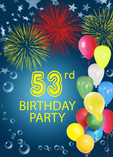 53rd Birthday Party, Fireworks and Bubbles