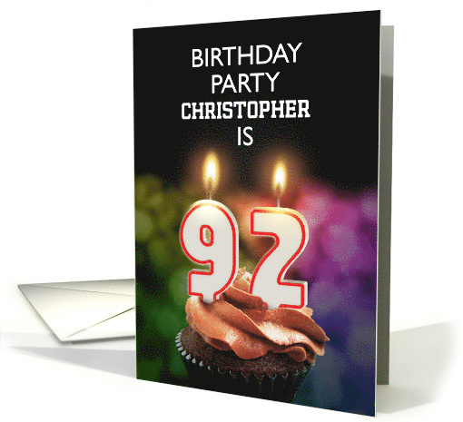 92nd Birthday Party Invitation Add A Name with Candles card (1176570)
