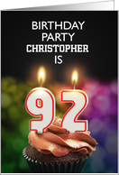 92nd Birthday Party Invitation Add A Name with Candles card