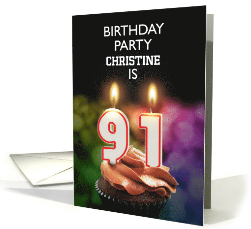 91st Birthday Party Invitation Add A Name with Candles card (1176574)