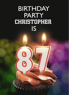 87th Birthday Party Invitation Add A Name with Candles