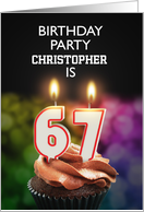 67th Birthday Party Invitation Add A Name with Candles card
