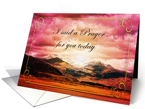 Prayer card with a sunset over the mountains scene card (1242776)