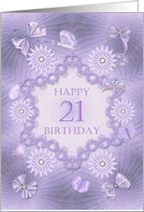 21st Birthday Birthday Lilac Flowers card